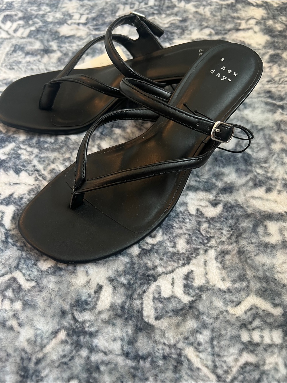 NWOT a new day Black Strappy Square-Toe Sandal - Picture 3 of 4